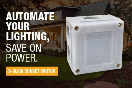 Automate Outdoor Lighting with the S-Click Sunset Switch with Eco Mode